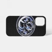 Chrome stijl Dragon Crest Carbon Fiber Print iPhone Hoesje (Achterkant horizontaal)