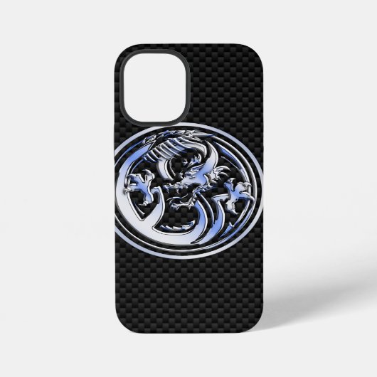 Chrome stijl Dragon Crest Carbon Fiber Print iPhone Hoesje (Achterkant)