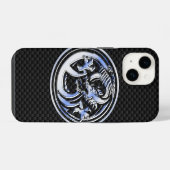Chrome stijl Dragon Crest Carbon Fiber Print iPhone Hoesje (Achterkant horizontaal)