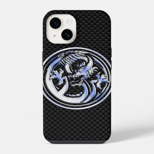 Chrome stijl Dragon Crest Carbon Fiber Print iPhone Hoesje (Achterkant)
