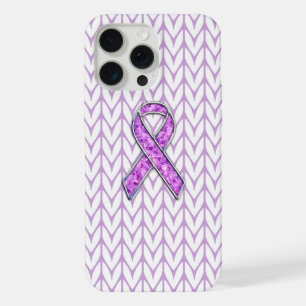 Chrome Stijl Kristal Roze Lint Bewustzijn Brei iPhone 15 Pro Max Case