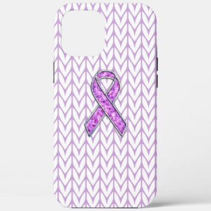 Chrome Stijl Kristal Roze Lint Bewustzijn Breiwerk Case-Mate iPhone Case