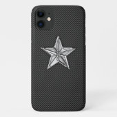 Chrome stijl Nautical Star op koolstofvezel Case-Mate iPhone Case (Achterkant)