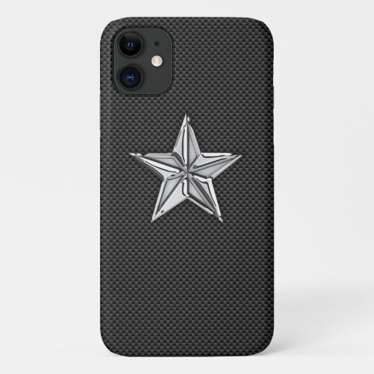 Chrome stijl Nautical Star op koolstofvezel Case-Mate iPhone Case (Achterkant)