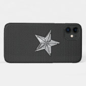 Chrome stijl Nautical Star op koolstofvezel Case-Mate iPhone Case (Achterkant (horizontaal))