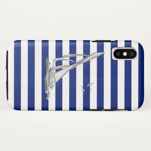 Chrome stijl Sailing on Nautical Stripes Case-Mate iPhone Case (Achterkant (horizontaal))