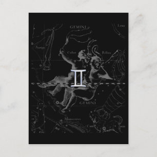 Chrome Stijl Tweelingen Sterrenbeeld op Hevelius Briefkaart