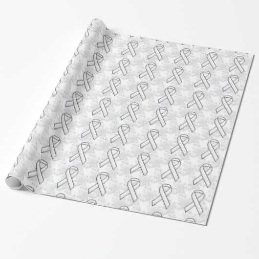 Chrome Stijl Witte Lint Bekendheid Houndstooth Cadeaupapier (Uitgerold)