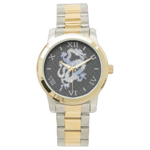 Chrome stijldraak in Black Snake Skin Dial Horloge