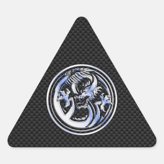 Chrome stijldrakenbadge op Carbon Fiber Print Sticker (Voorkant)