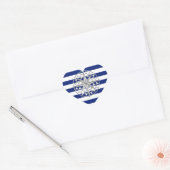 Chrome stijlkompas op Nautical Stripes Hart Sticker (Envelop)