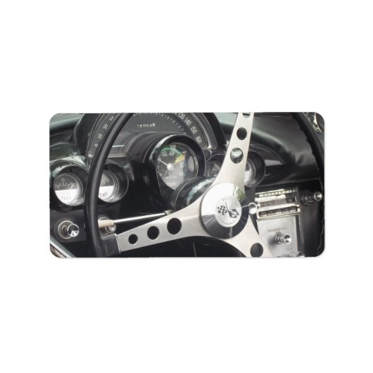 Chrome stuurwiel en zwarte gages corvette etiket (Voorkant)