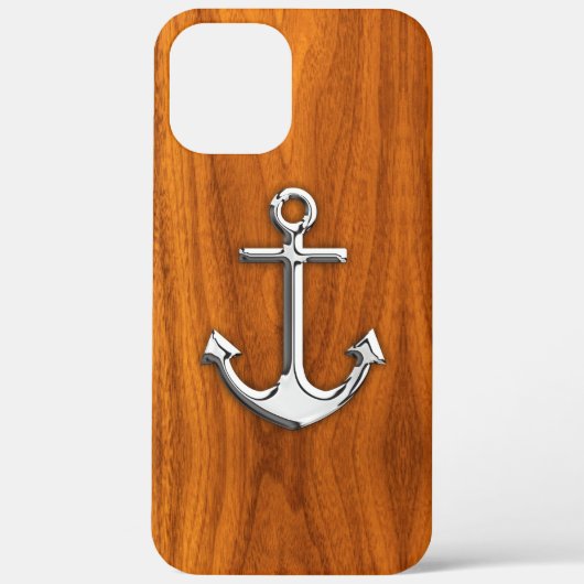 Chrome Style Anchor op Teak Veneer Case-Mate iPhone Case (Achterkant)