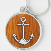 Chrome Style Anchor op Teak Veneer Sleutelhanger (Voorkant)