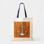 Chrome Style Anchor op Teak Veneer Tote Bag (Voorkant)