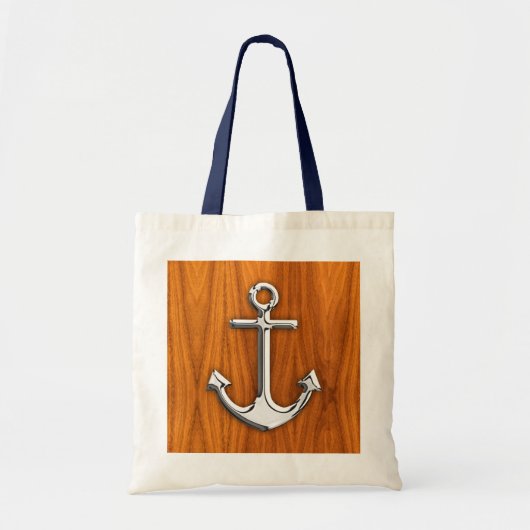 Chrome Style Anchor op Teak Veneer Tote Bag (Voorkant)
