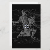 Chrome Style Aquarius Zodiac Symbol op Hevelius Briefpapier (Voorkant / Achterkant)
