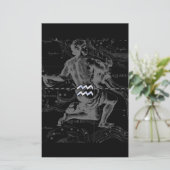 Chrome Style Aquarius Zodiac Symbol op Hevelius Briefpapier (Staand voorkant)