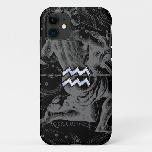 Chrome Style Aquarius Zodiac Symbol op Hevelius Case-Mate iPhone Case (Achterkant)