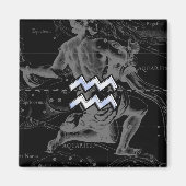 Chrome Style Aquarius Zodiac Symbol op Hevelius Magneet (Voorkant)