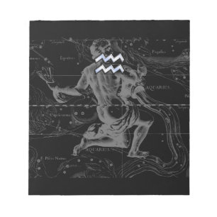 Chrome Style Aquarius Zodiac Symbol op Hevelius Notitieblok