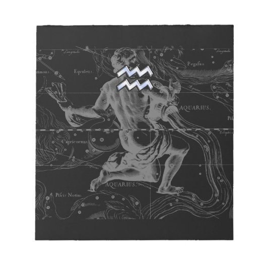 Chrome Style Aquarius Zodiac Symbol op Hevelius Notitieblok (Voorkant)