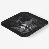 Chrome Style Aquarius Zodiac Symbol op Hevelius Papieren Bordje (Gebogen)