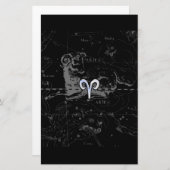 Chrome Style Aries Zodiac Sign on Hevelius Briefpapier (Voorkant / Achterkant)