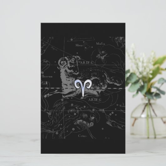 Chrome Style Aries Zodiac Sign on Hevelius Briefpapier (Staand voorkant)