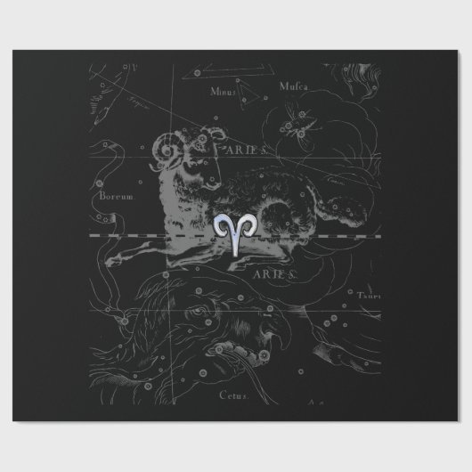 Chrome Style Aries Zodiac Sign on Hevelius Cadeaupapier (Vlak)