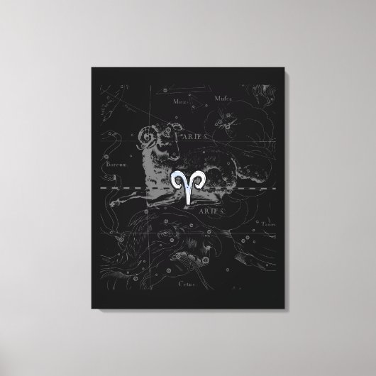 Chrome Style Aries Zodiac Sign on Hevelius Canvas Afdruk (Voorkant)