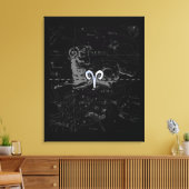 Chrome Style Aries Zodiac Sign on Hevelius Canvas Afdruk (Insitu (Woonkamer))