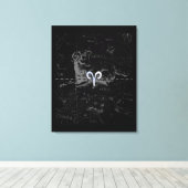 Chrome Style Aries Zodiac Sign on Hevelius Canvas Afdruk (Insitu (Houten vloer))