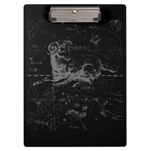 Chrome Style Aries Zodiac Sign on Hevelius Klembord (Voorkant)