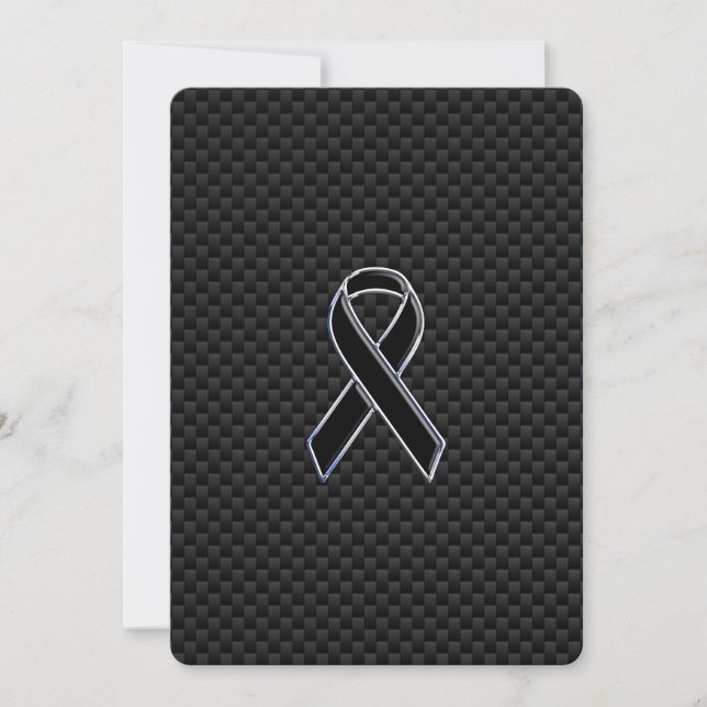 Chrome Style Black Ribbon Awareness Carbon Fibre (Voorkant)
