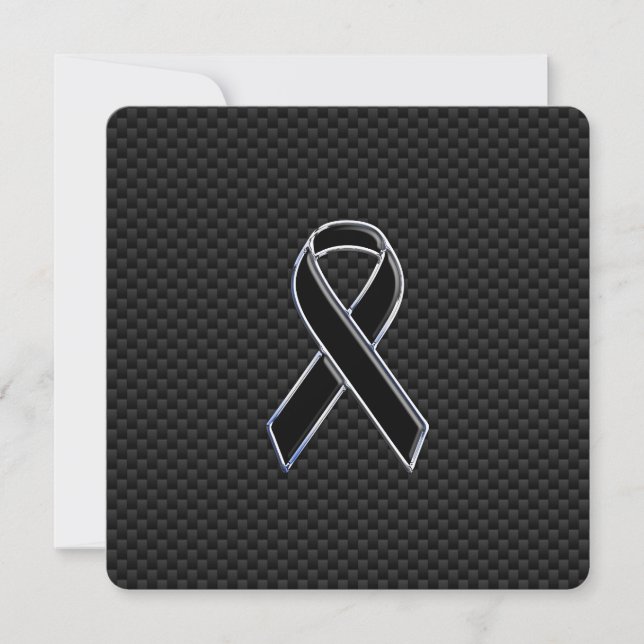 Chrome Style Black Ribbon Awareness Carbon Fibre (Voorkant)