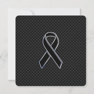 Chrome Style Black Ribbon Awareness Carbon Fibre