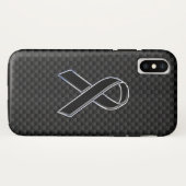 Chrome Style Black Ribbon Awareness Carbon Fibre Case-Mate iPhone Case (Achterkant (horizontaal))
