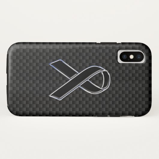 Chrome Style Black Ribbon Awareness Carbon Fibre Case-Mate iPhone Case (Achterkant (horizontaal))