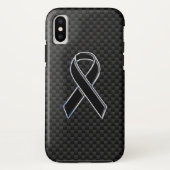 Chrome Style Black Ribbon Awareness Carbon Fibre Case-Mate iPhone Case (Achterkant)