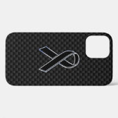 Chrome Style Black Ribbon Awareness Carbon Fibre Case-Mate iPhone Case (Achterkant (horizontaal))