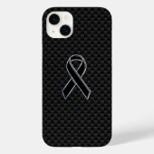 Chrome Style Black Ribbon Awareness Carbon Fibre Case-Mate iPhone Case (Achterkant)