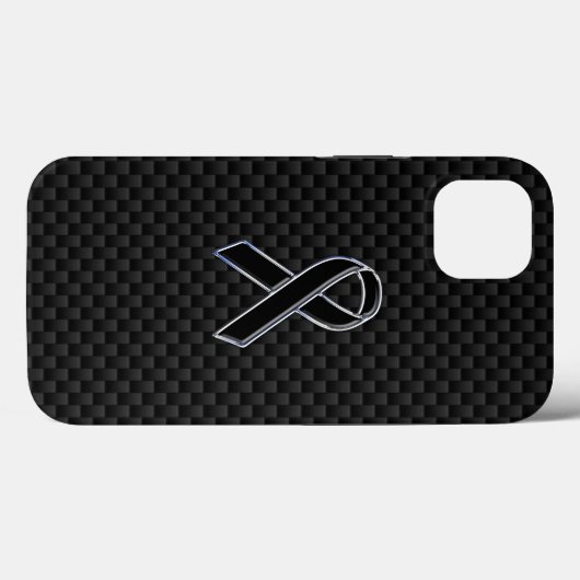 Chrome Style Black Ribbon Awareness Carbon Fibre Case-Mate iPhone Case (Achterkant (horizontaal))