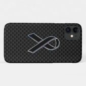 Chrome Style Black Ribbon Awareness Carbon Fibre Case-Mate iPhone Case (Achterkant (horizontaal))