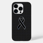 Chrome Style Black Ribbon Awareness Case-Mate iPhone Case (Achterkant)