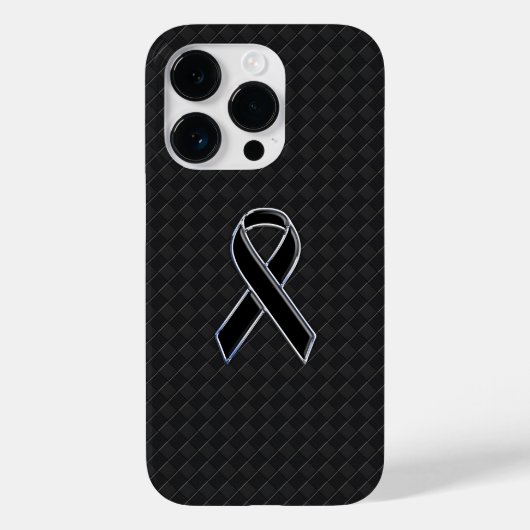 Chrome Style Black Ribbon Awareness Case-Mate iPhone Case (Achterkant)