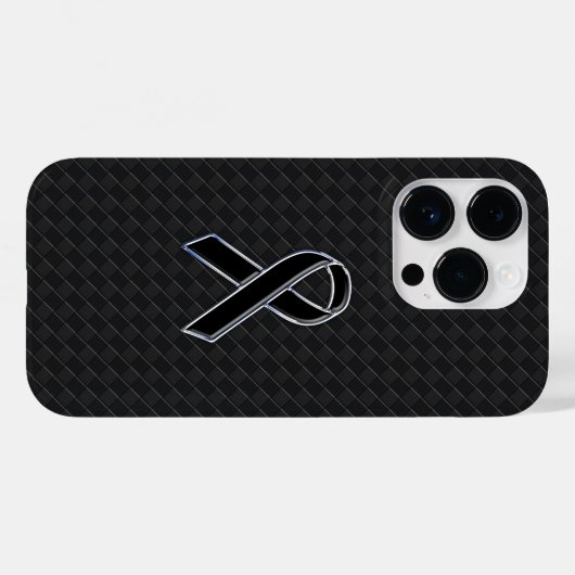 Chrome Style Black Ribbon Awareness Case-Mate iPhone Case (Achterkant (horizontaal))