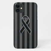 Chrome Style Black Ribbon Awareness Case-Mate iPhone Case (Achterkant)