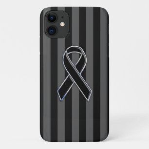 Chrome Style Black Ribbon Awareness Case-Mate iPhone Case