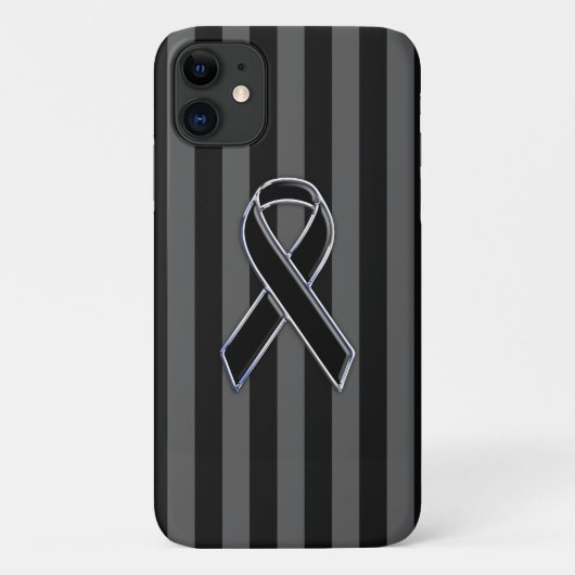 Chrome Style Black Ribbon Awareness Case-Mate iPhone Case (Achterkant)